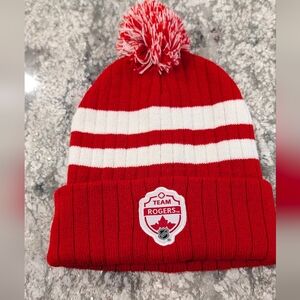 Red & White Pom Beanie - Kids